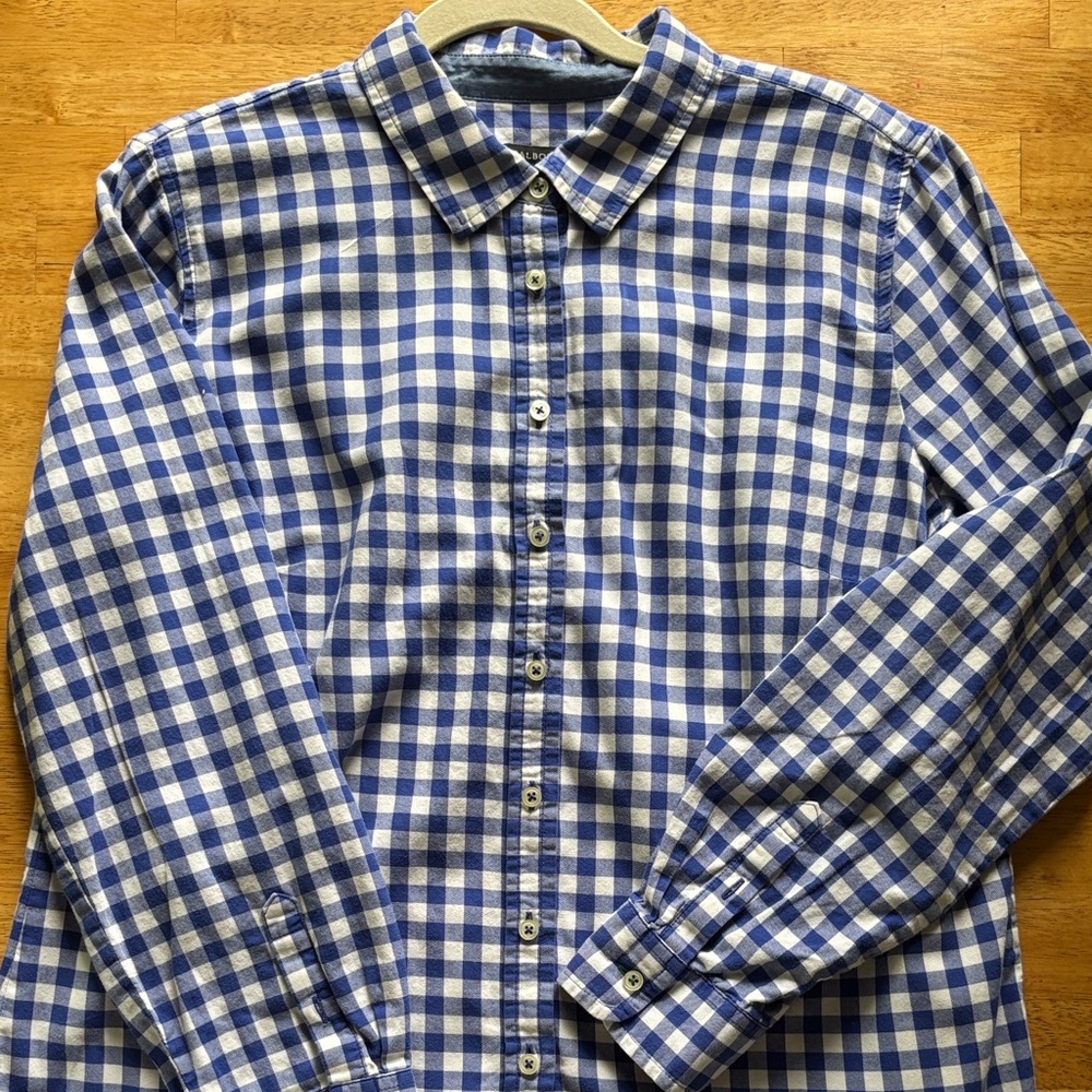 Talbots Blue and White Gingham Button-Down Shirt